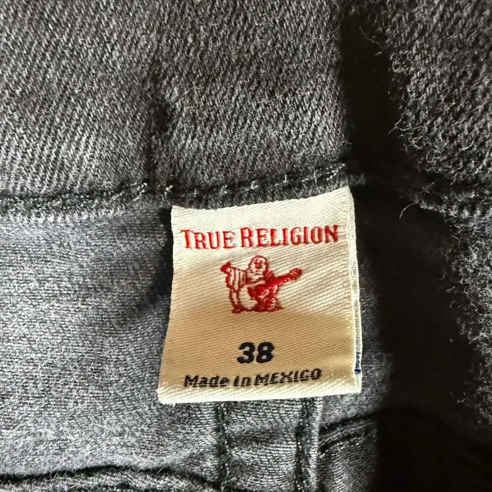 2000s True Religion Ricky Straight Jeans Size 38 Gray Flap Pocket